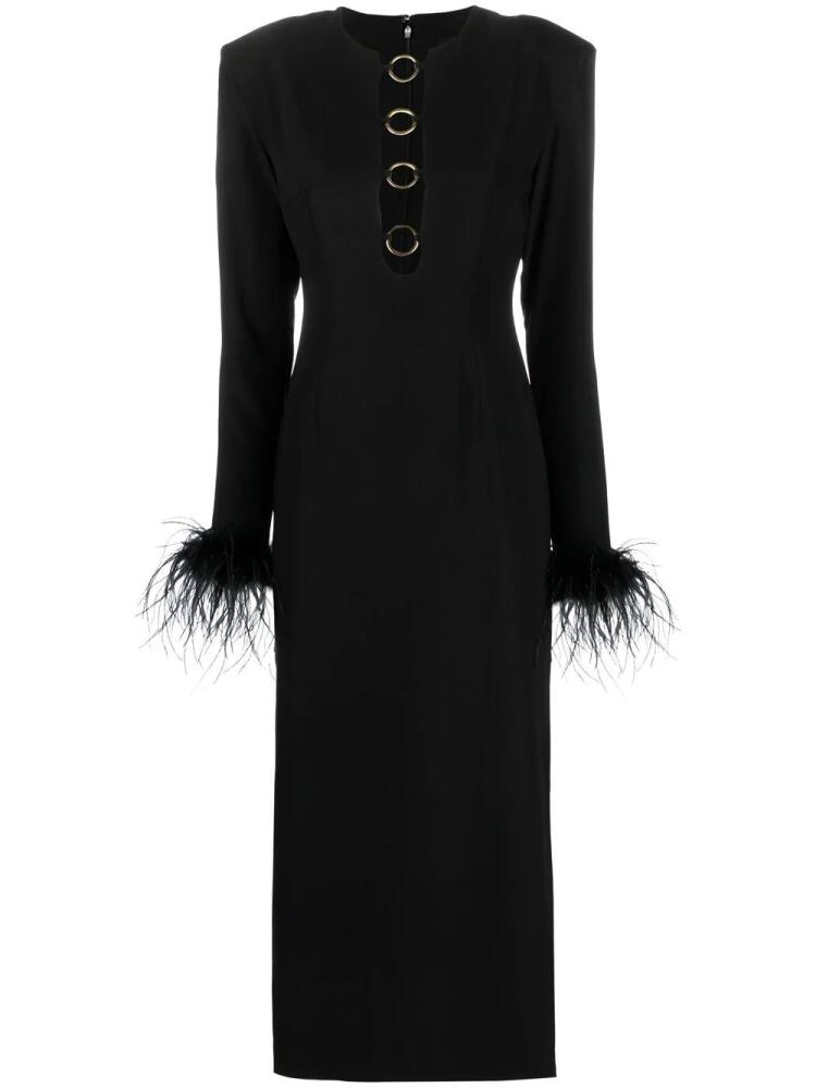 De La Vali feather-trim midi dress - Black Cover