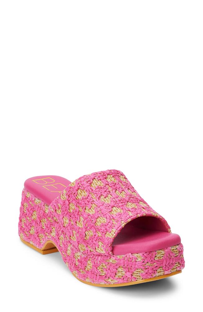 BEACH BY MATISSE Cruz Platform Slide Sandal in Hot Pink Multi Cover