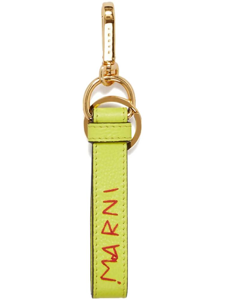 Marni logo-embroidered leather keyring - Green Cover