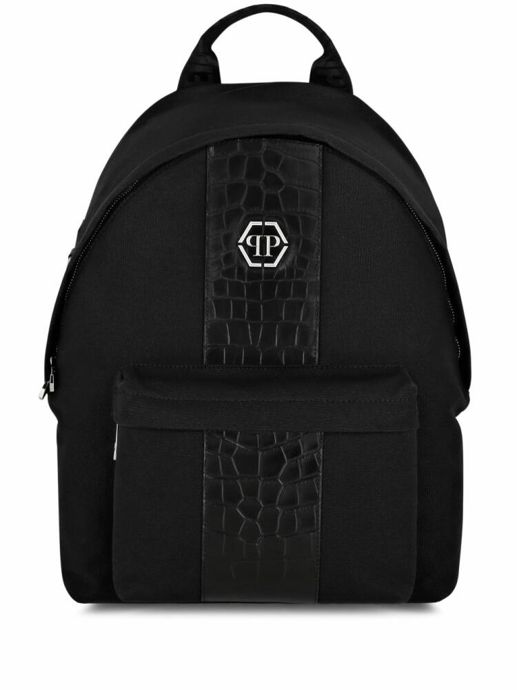 Philipp Plein logo-plaque zip-up backpack - Black Cover