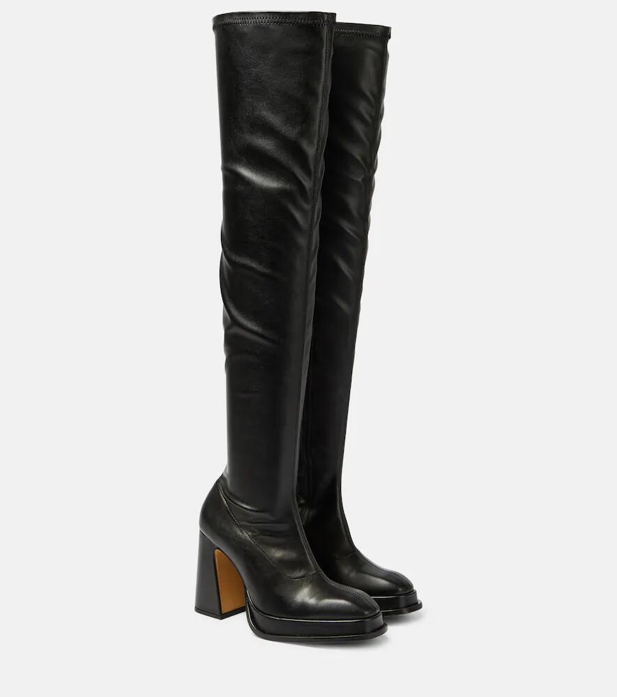 Souliers Martinez Velvet 100 faux leather over-the-knee boots Cover