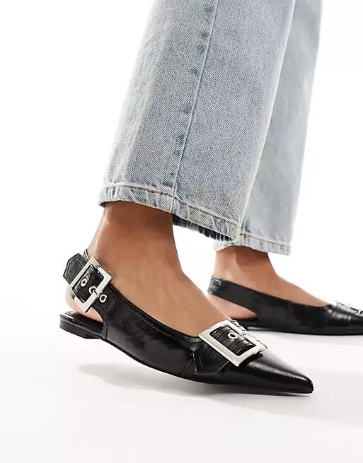 ASOS DESIGN Legion buckle ballet flats in black Cover