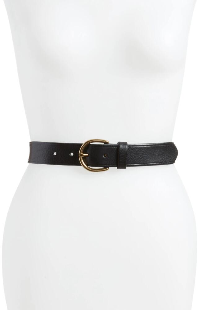 Madewell Medium Perfect Leather Belt in True Black/Gold Cover