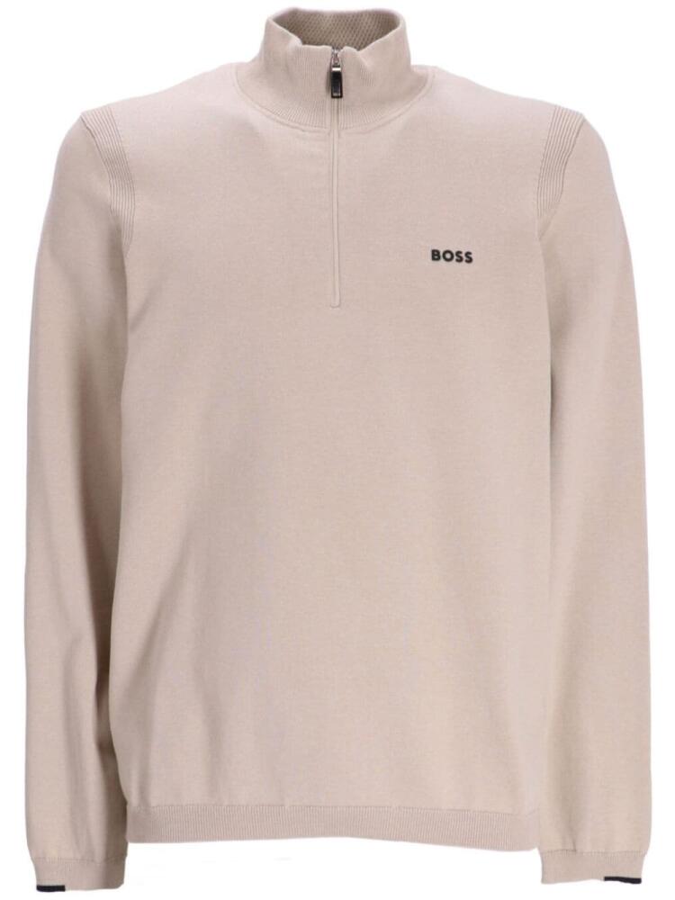 BOSS logo-print high-neck jumper - Neutrals Cover