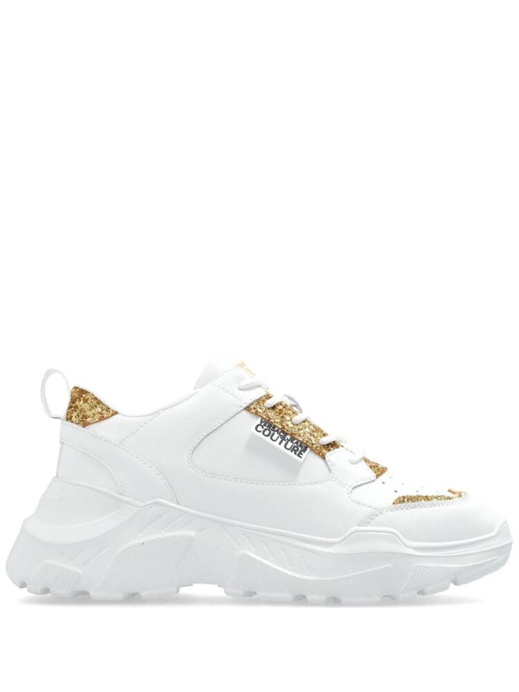 Versace Jeans Couture logo-patch glitter-detailing sneakers - White Cover