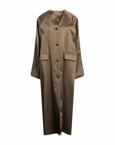 Kassl Editions Woman Overcoat & Trench Coat Military green Cotton, Acetate, Viscose, Polyurethane Cover