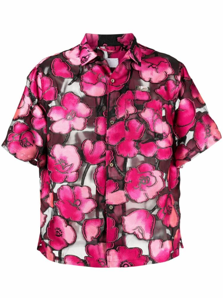 4SDESIGNS floral-print short-sleeve shirt - Black Cover