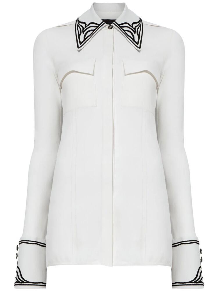 Proenza Schouler cloqué-effect pointed-collar shirt - White Cover