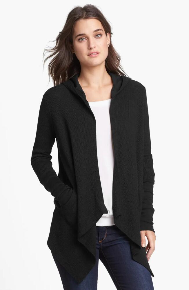 Splendid Draped Thermal Hoodie in Black Cover