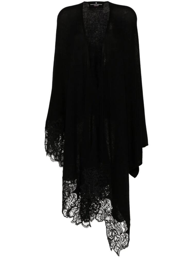 Ermanno Scervino lace-detail cashmere cape - Black Cover