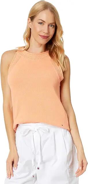 Tommy Hilfiger Faux Crochet Trim Tank (Coral Reef) Women's Clothing Cover