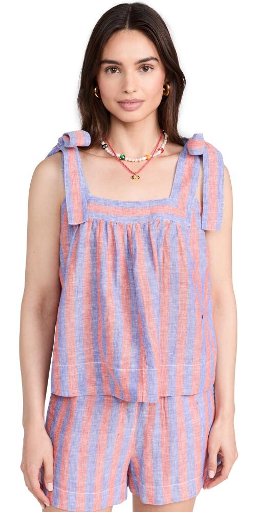 Clare V. Rosalie Tank Navy & Poppy Linen Stripe Cover