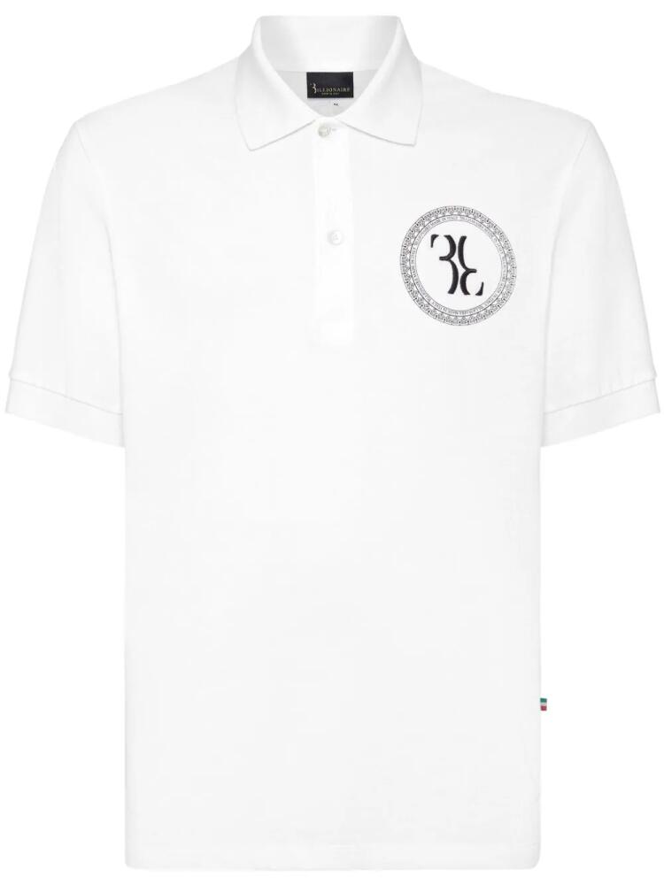 Billionaire logo-embroidered cotton polo shirt - White Cover