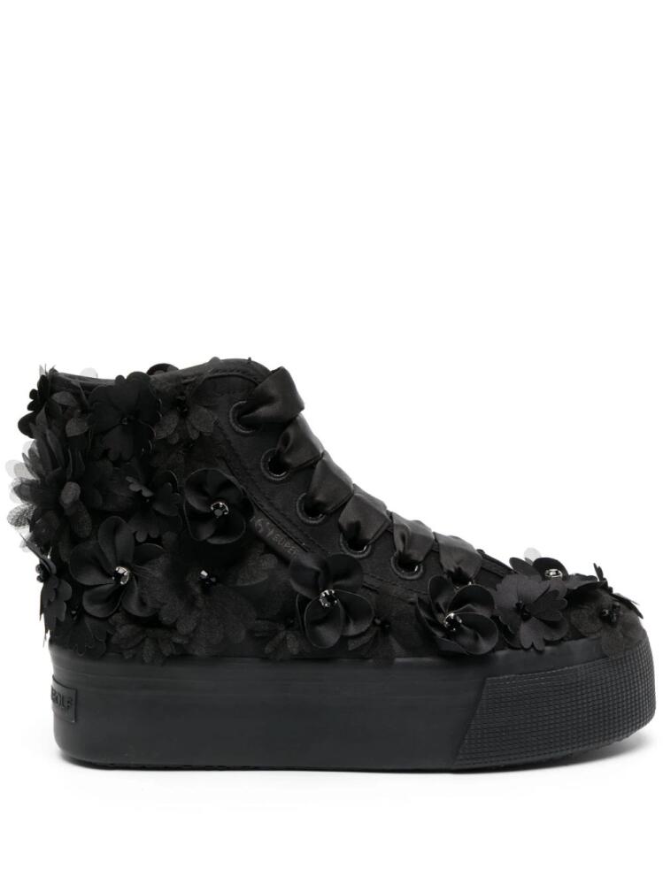 Viktor & Rolf x Superga flower-embellished high-top sneakers - Black Cover