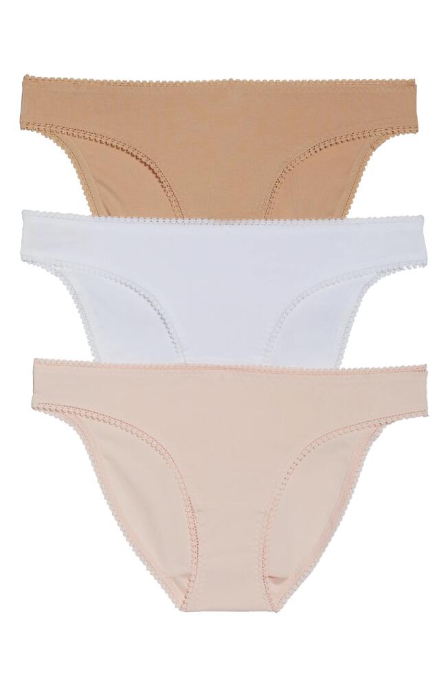 On Gossamer 3-Pack Cotton Hip Bikinis in Champagne/Blush/White Cover