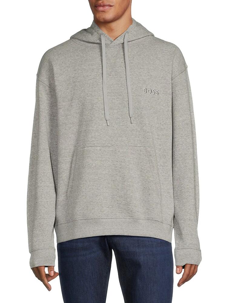 BOSS Men's Drop Shoulder Hoodie - Medium Grey Cover