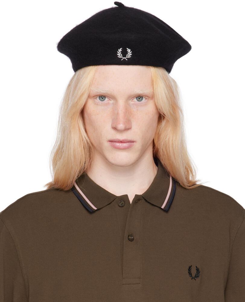 Fred Perry Black Embroidered Beret Cover