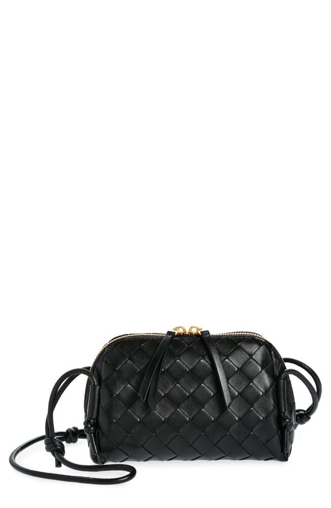 Bottega Veneta Mini Concert Intrecciato Leather Crossbody Bag in 8425 Black-Gold Cover