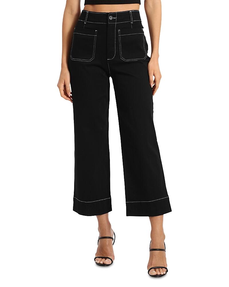 Bagatelle Contrast Stitch Crop Wide Leg Pants Cover