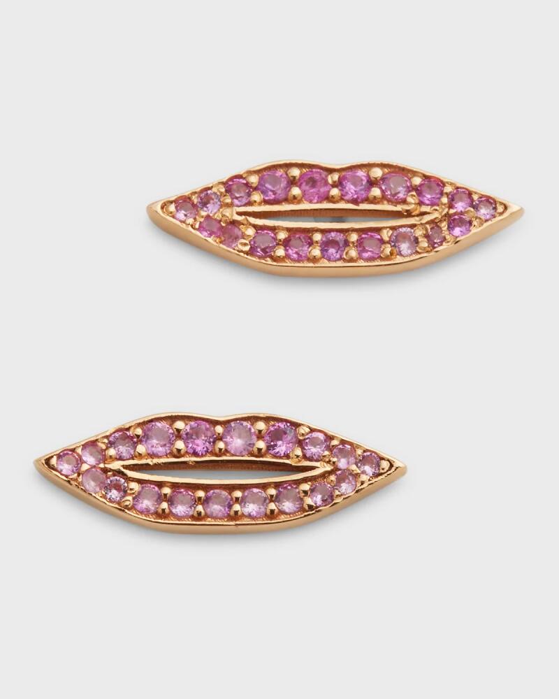 GINETTE NY Pink Sapphire French Kiss Stud Earrings Cover