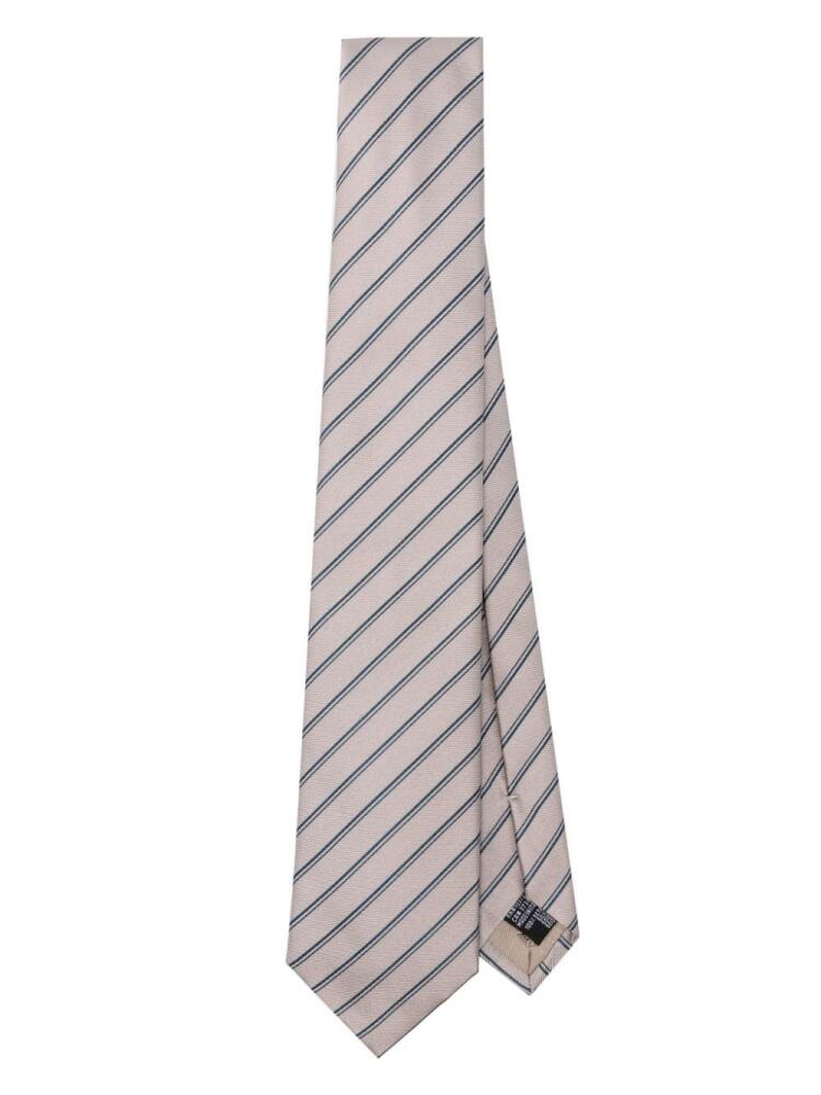 Emporio Armani striped silk tie - Neutrals Cover