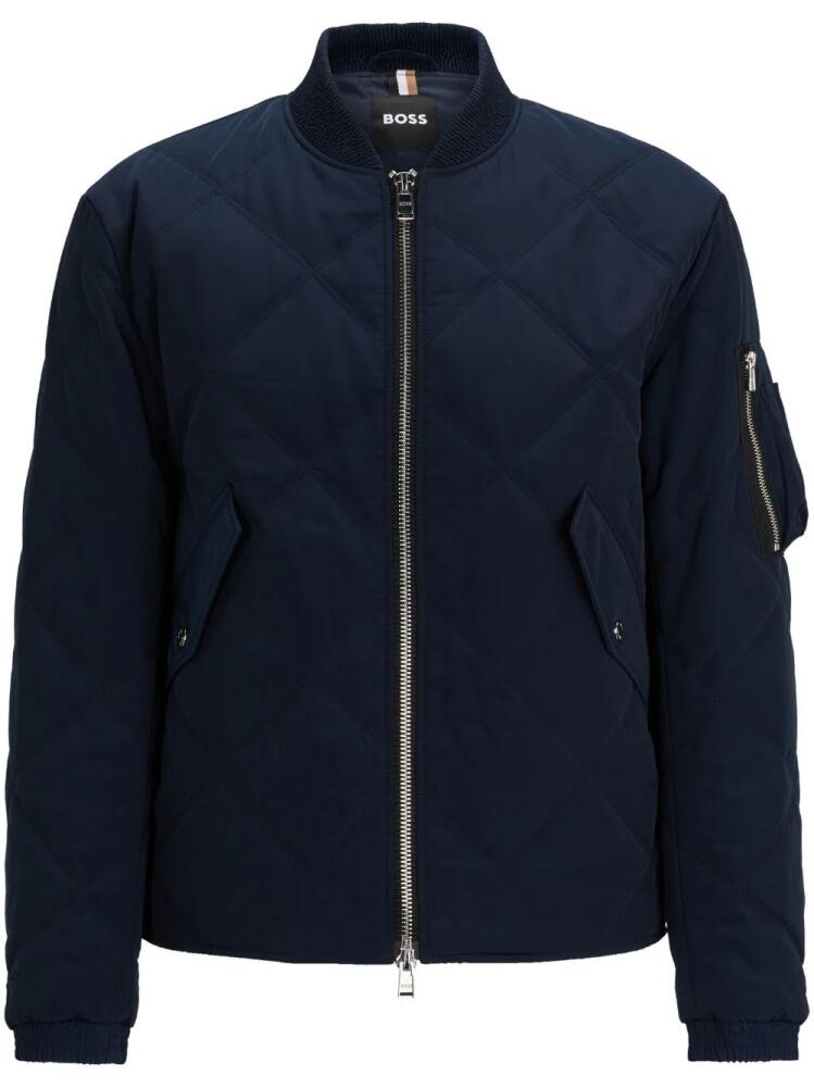 BOSS diamond-quilted bomber jacket - Blue Cover