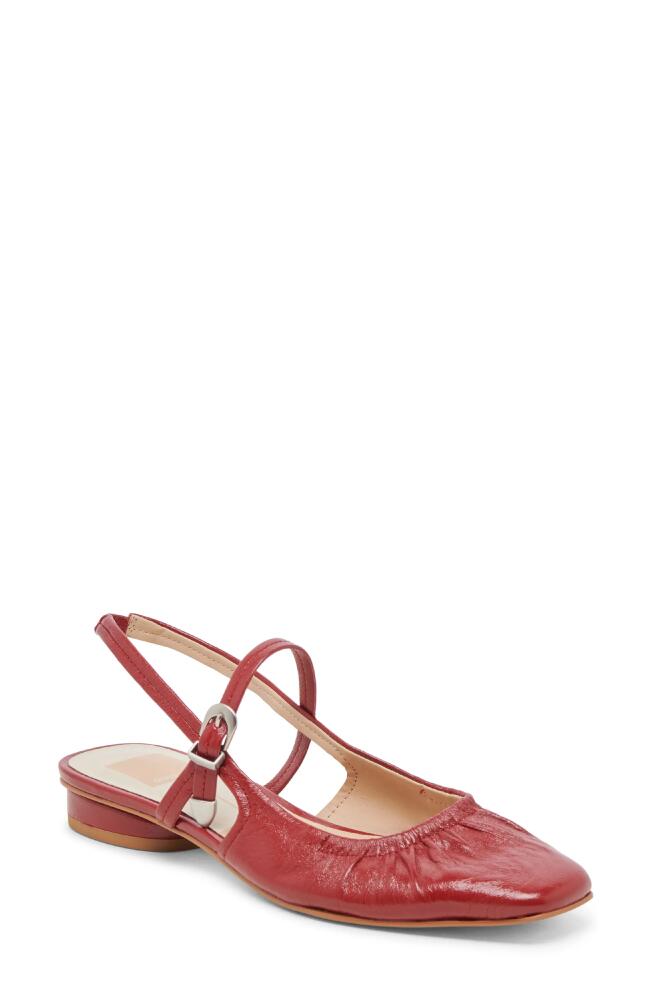 Dolce Vita Rianne Slingback Mary Jane Flat in Red Crinkle Patent Cover