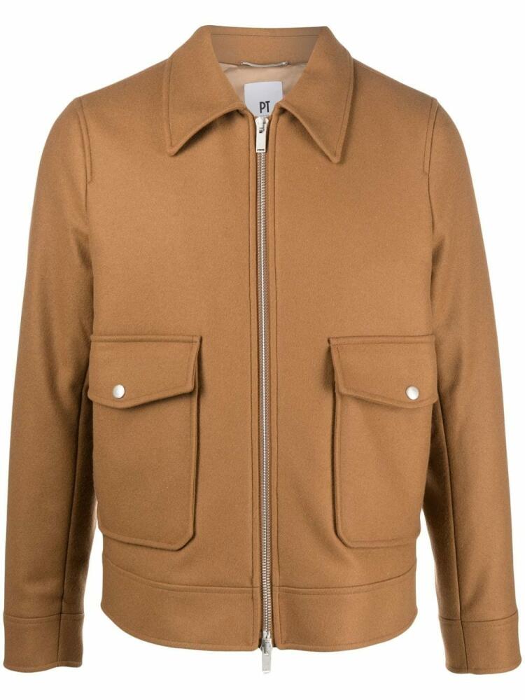 PT Torino zipped long-sleeved shirt jacket - Brown Cover