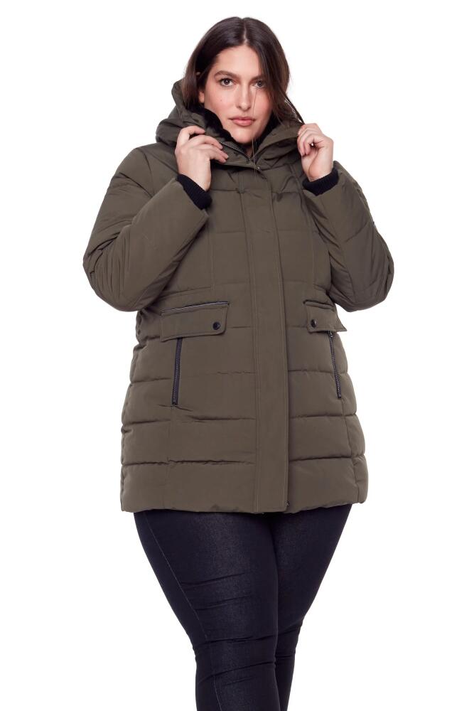 Alpine North KOOTNEY PLUS SIZE - Vegan Down Mid-Length Parka Coat in Olive Cover