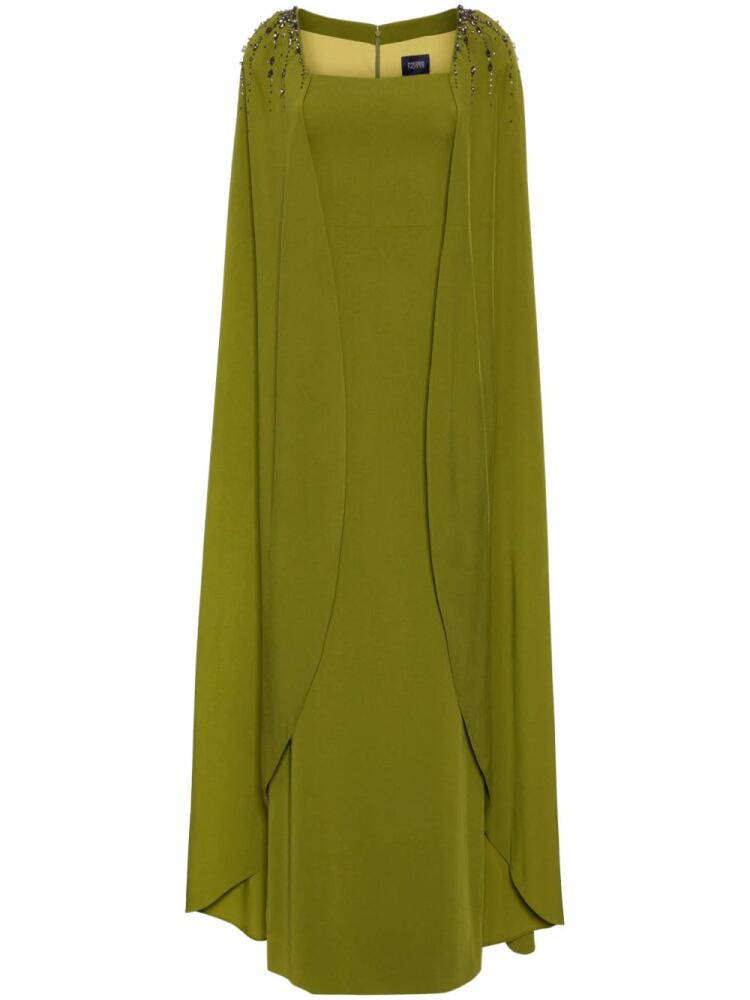 Marchesa Notte crystal-embellished cape gown - Green Cover