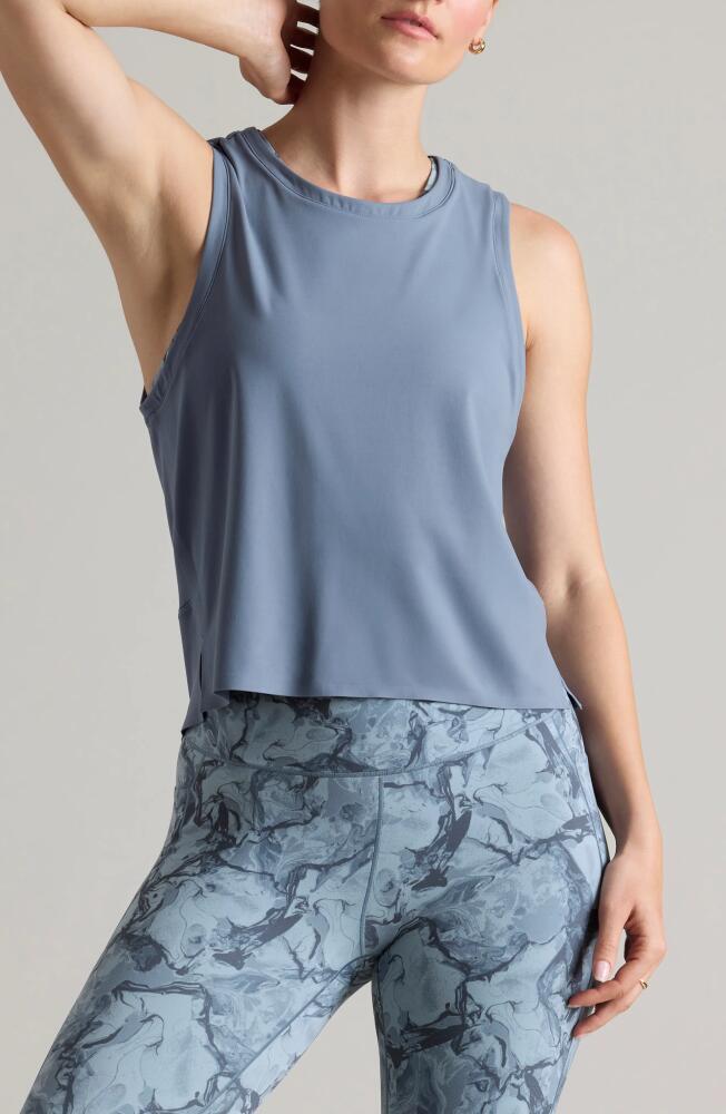 Rhone Serene Crop Performance Tank in Blue Shadow Cover