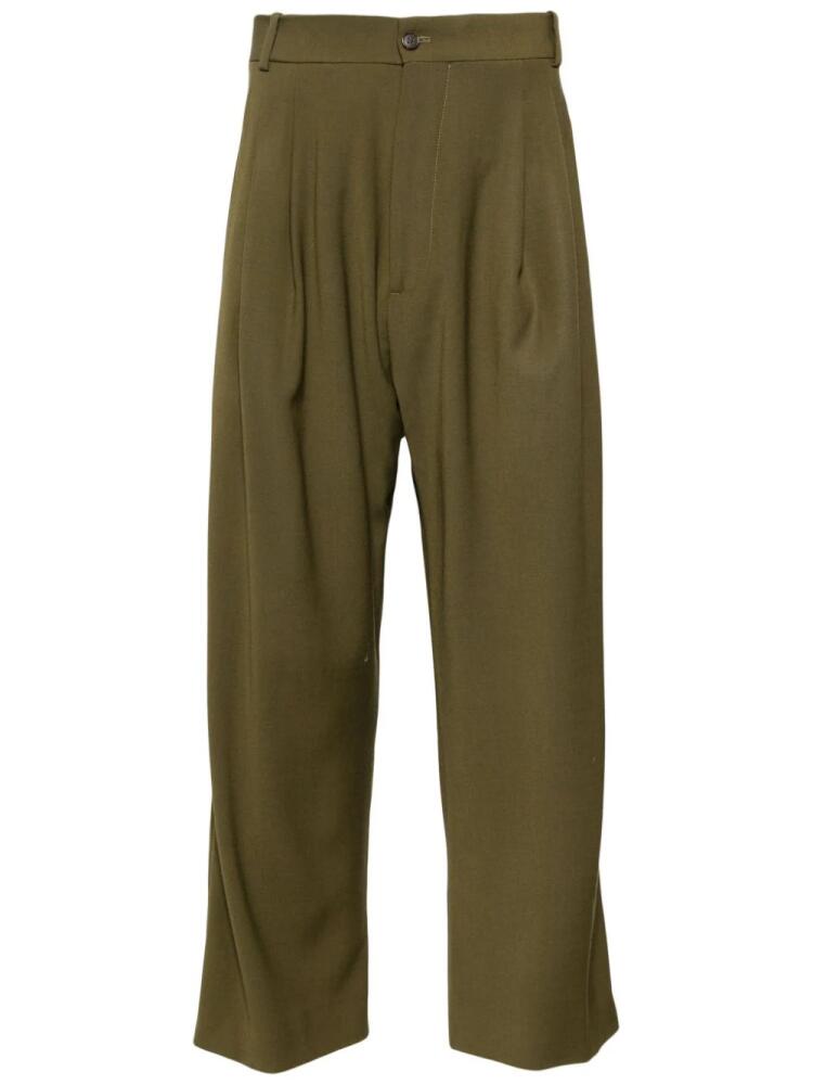 Hed Mayner pleated cropped trousers - Green Cover