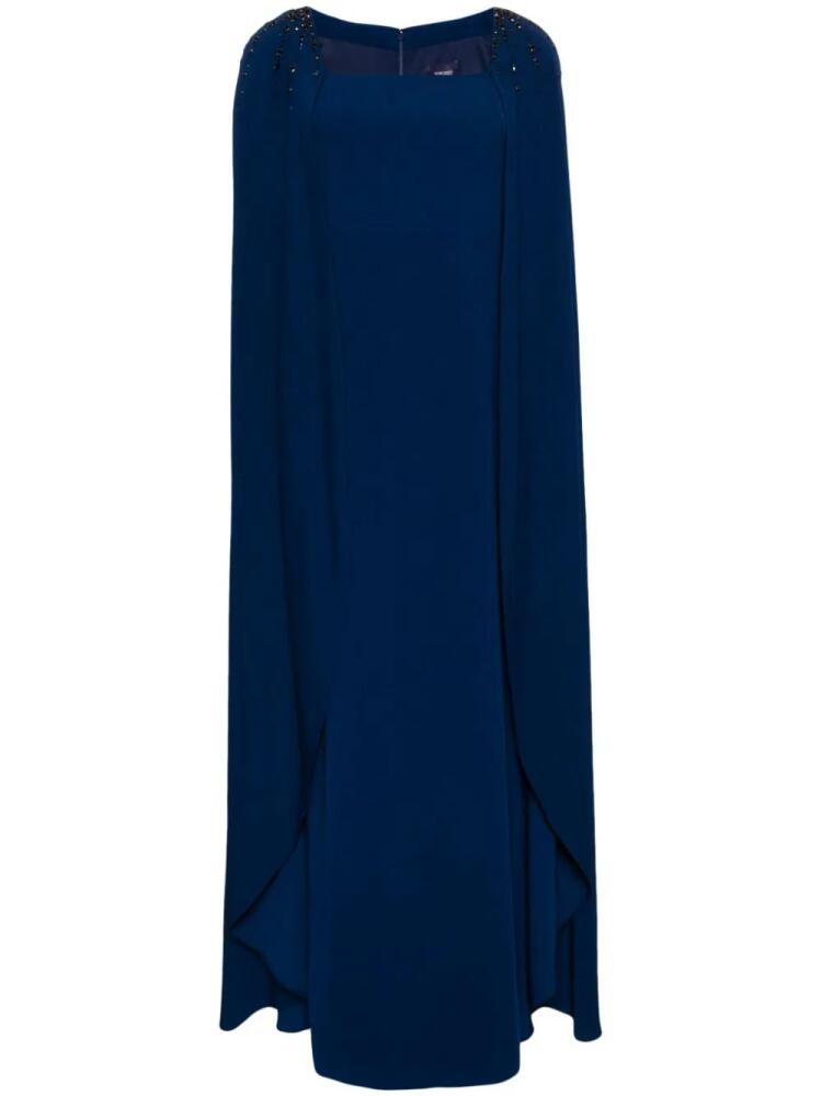 Marchesa Notte crystal-embellished cape gown - Blue Cover