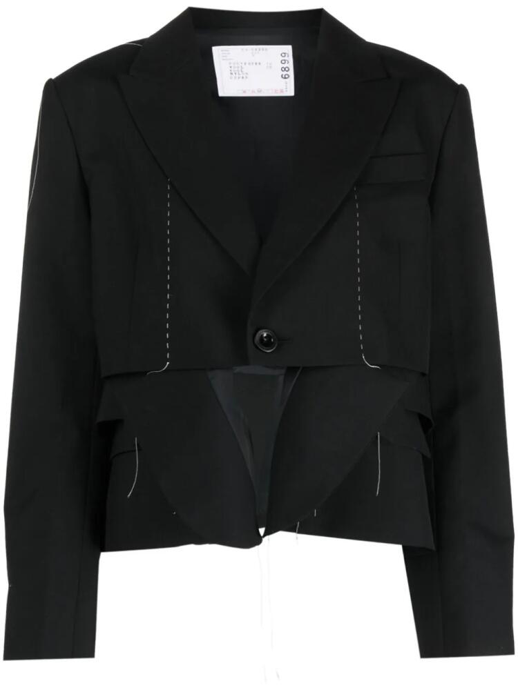 sacai layered single-breasted blazer - Black Cover