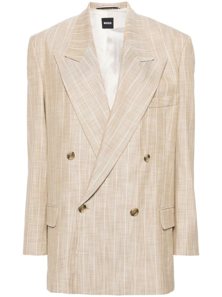 BOSS pinstriped double-breasted blazer - Neutrals Cover