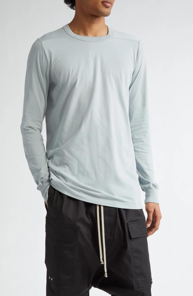 Rick Owens Level Seam Long Sleeve Cotton T-Shirt in Pale Blue Cover