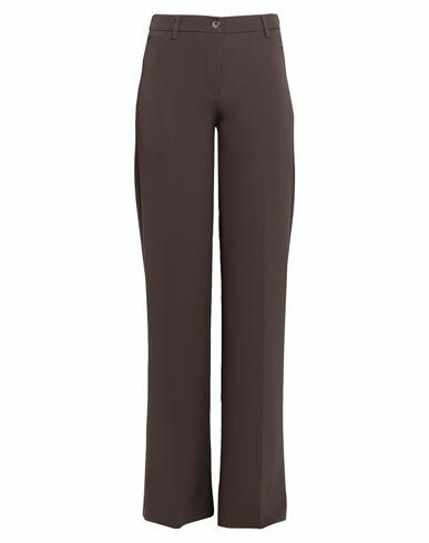 Angelo Marani Woman Pants Dark brown Polyester, Elastane Cover