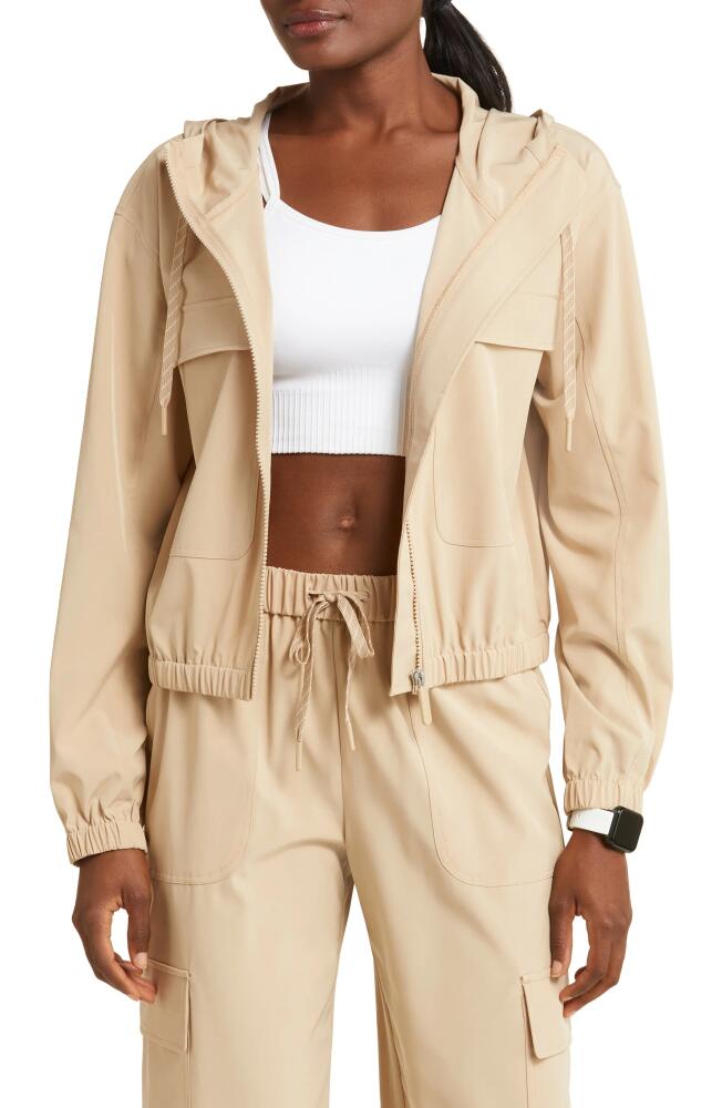 zella Interval Hooded Utility Jacket in Tan Nomad Cover