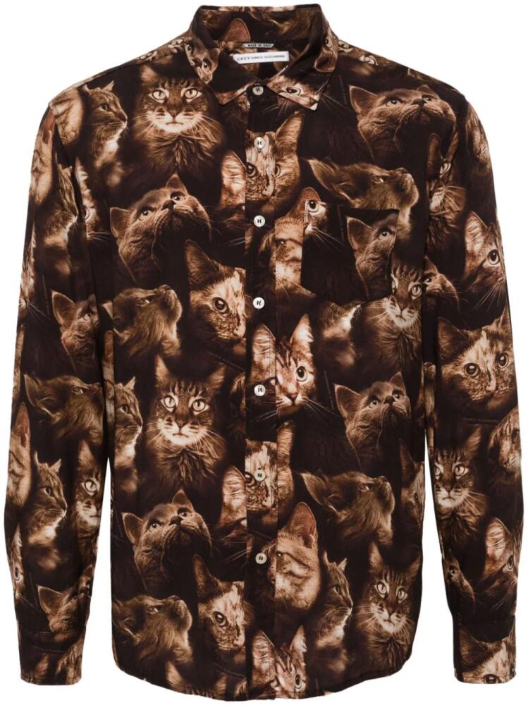 Daniele Alessandrini cat-print shirt - Brown Cover