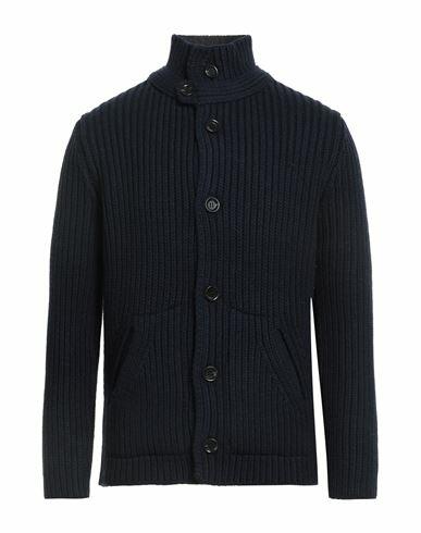 Daniele Fiesoli Man Cardigan Navy blue Merino Wool, Polyamide Cover