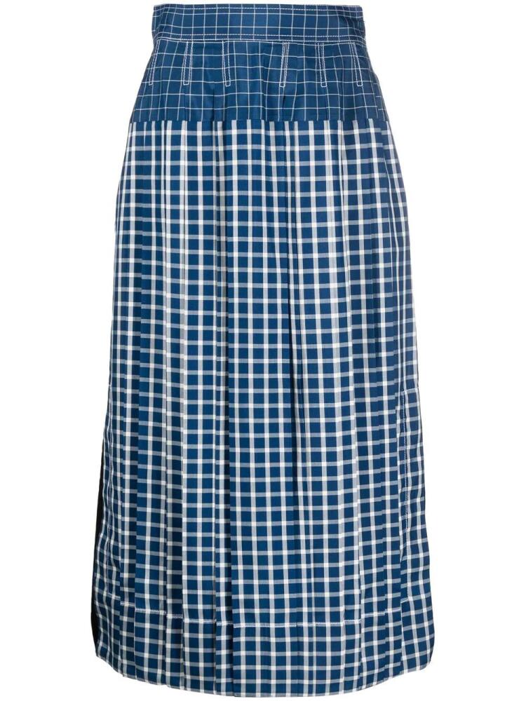 Tory Burch panelled check midi skirt - Blue Cover