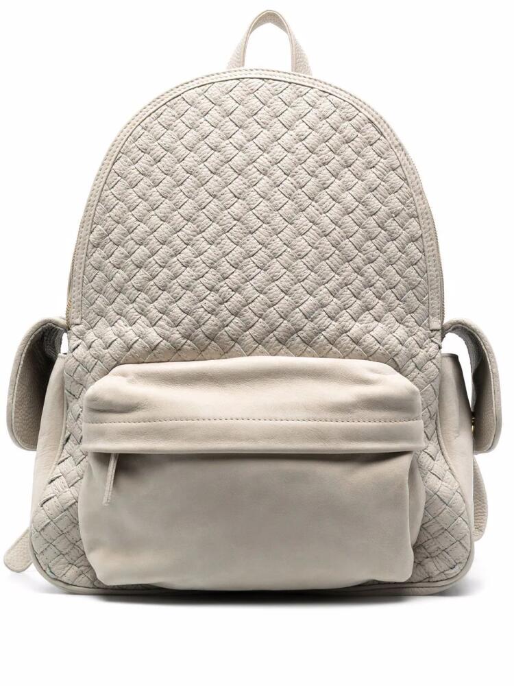 Eleventy woven panel leather backpack - Neutrals Cover