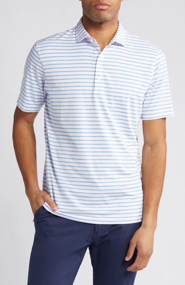 johnnie-O Thorton Stripe Performance Golf Polo in White Cover