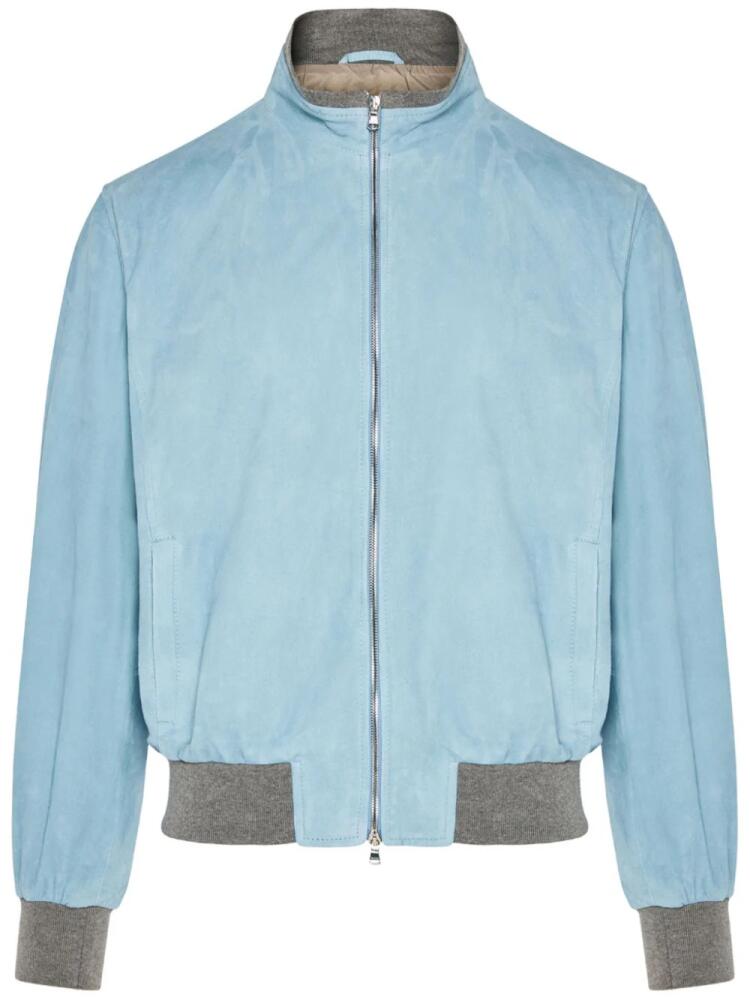 Barba Fox zip-up suede bomber jacket - Blue Cover