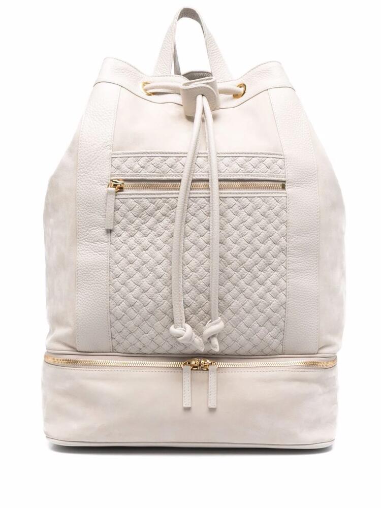 Eleventy braided-panel leather backpack - Neutrals Cover