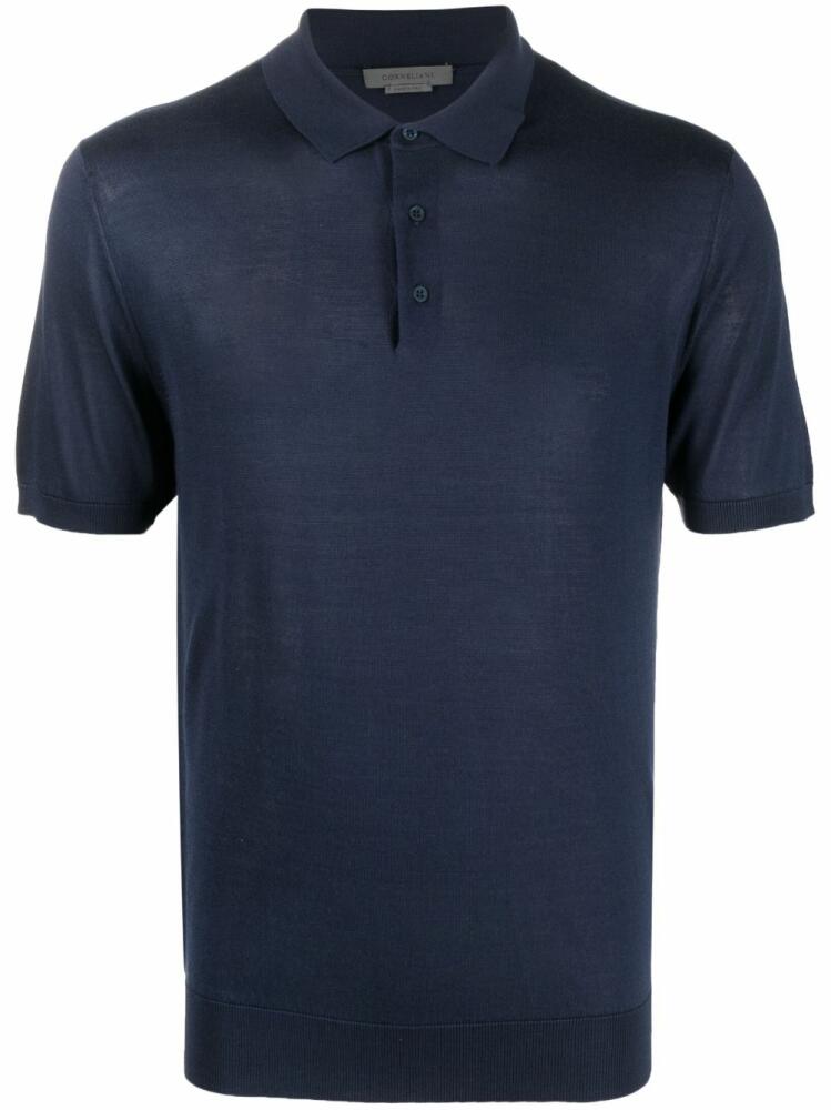 Corneliani silk short-sleeve polo shirt - Blue Cover