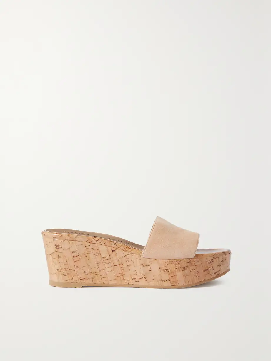 Stuart Weitzman - Summer Suede Wedge Sandals - Neutrals Cover