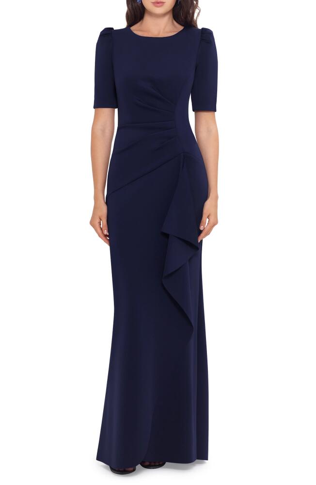 Xscape Evenings Ruched Scuba Crepe Gown in Midnight Cover