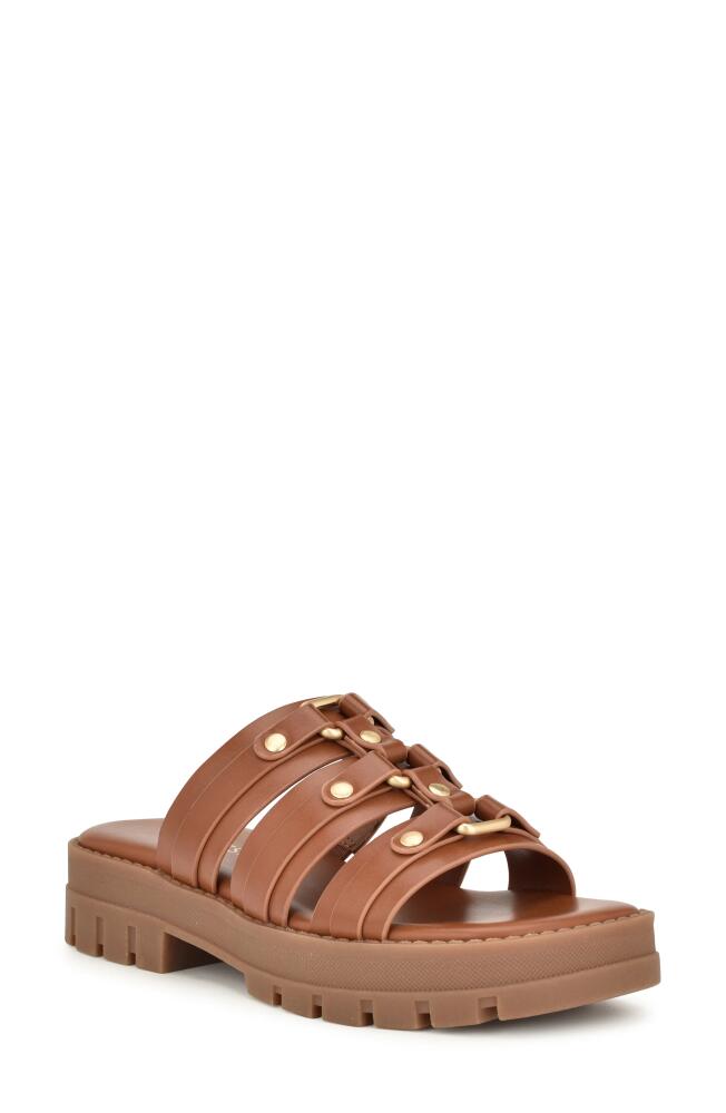 Nine West Cazz Platform Slide Sandal in Medium Brown Cover