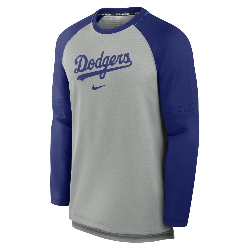 Los Angeles Dodgers Authentic Collection Game Time Nike Men's Breathe MLB Long-Sleeve T-Shirt in Grey Cover